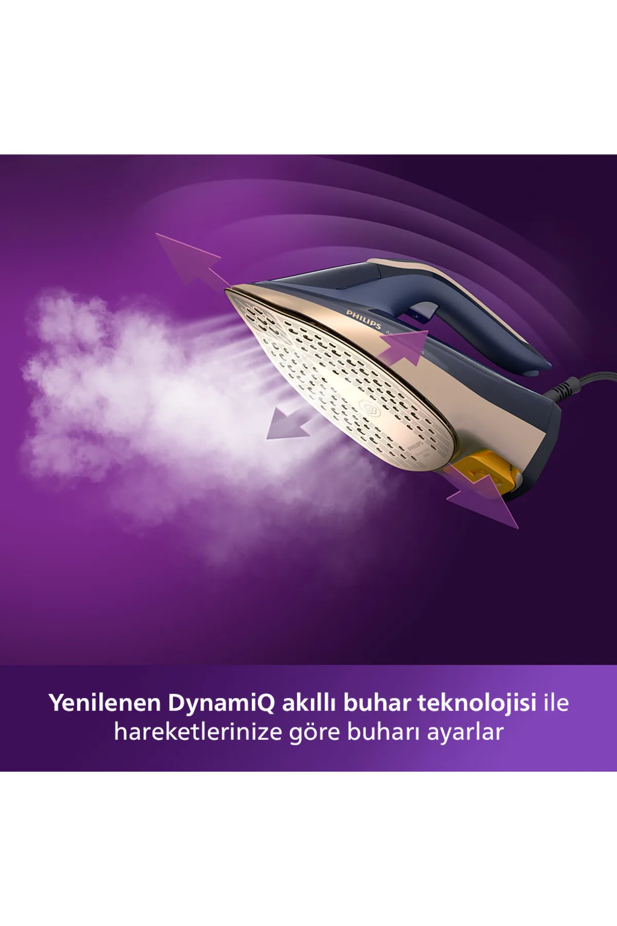 8000 Serisi Azur Buharlı Ütü, 3000W, 260 g Turbo Şok Buhar, Sıfır Yanık Riski, DST8050/20