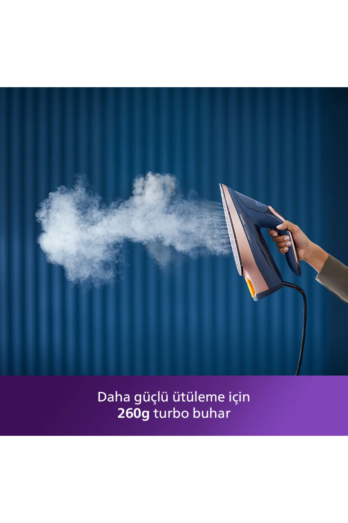 8000 Serisi Azur Buharlı Ütü, 3000W, 260 g Turbo Şok Buhar, Sıfır Yanık Riski, DST8050/20