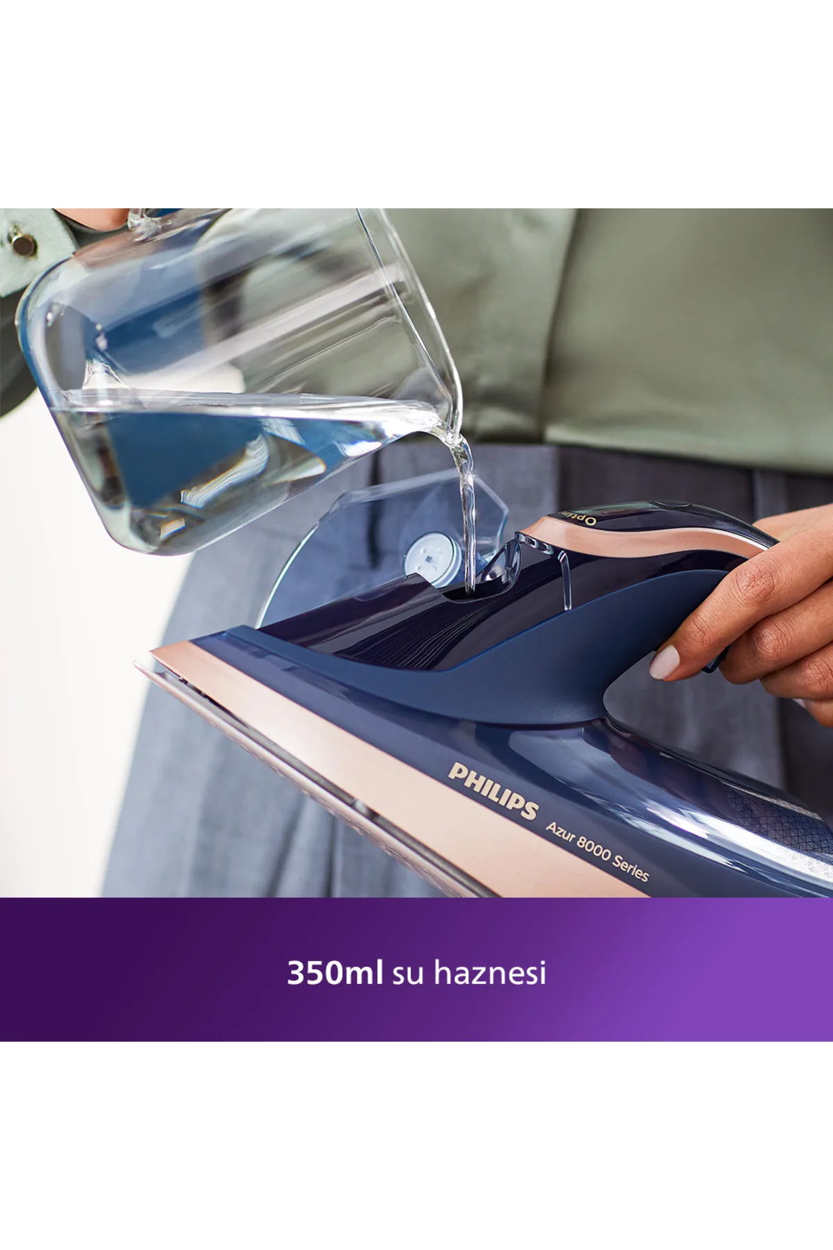 8000 Serisi Azur Buharlı Ütü, 3000W, 260 g Turbo Şok Buhar, Sıfır Yanık Riski, DST8050/20