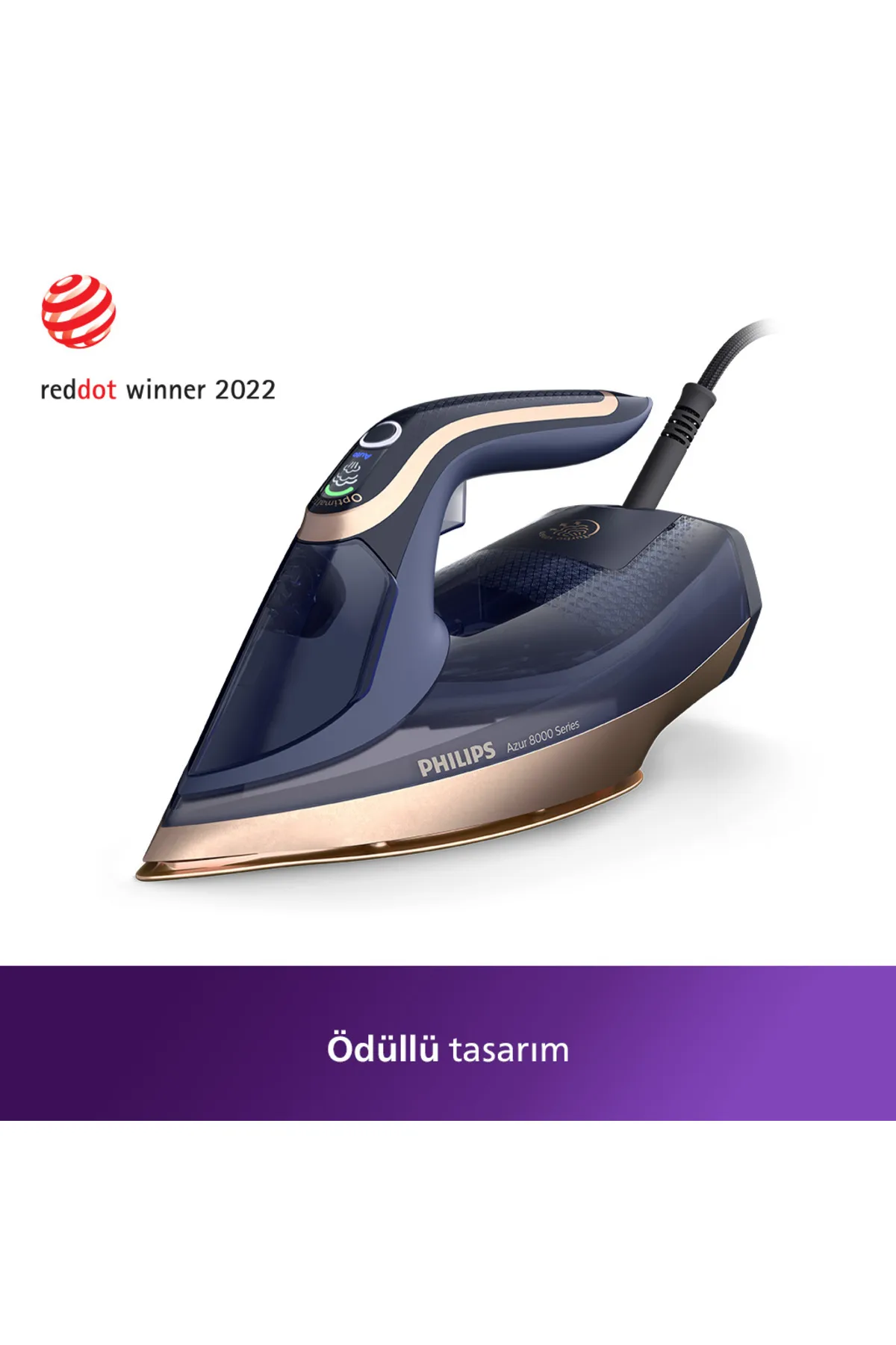 8000 Serisi Azur Buharlı Ütü, 3000W, 260 g Turbo Şok Buhar, Sıfır Yanık Riski, DST8050/20