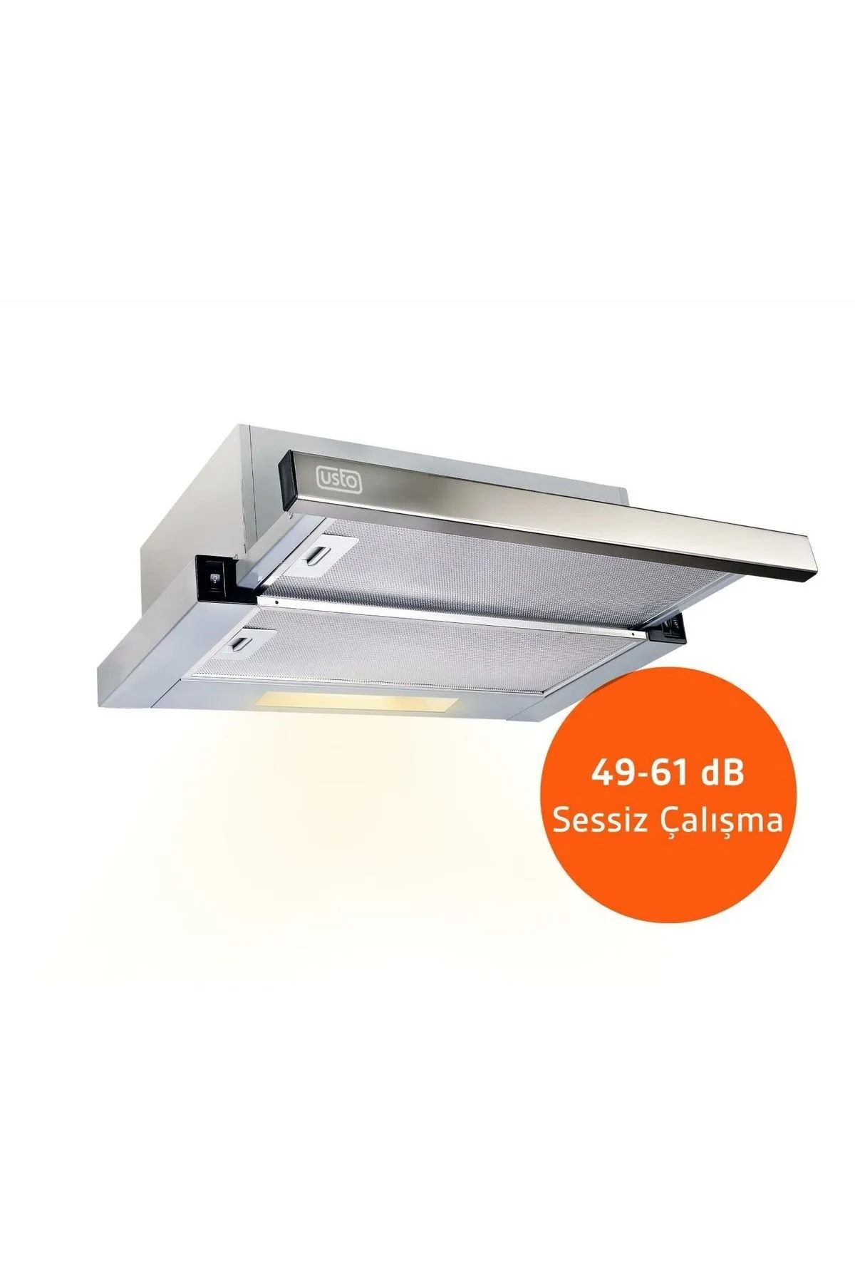 4962 İnox 60 Cm Sürgülü Çift Filtre Çift Motor Aspiratör