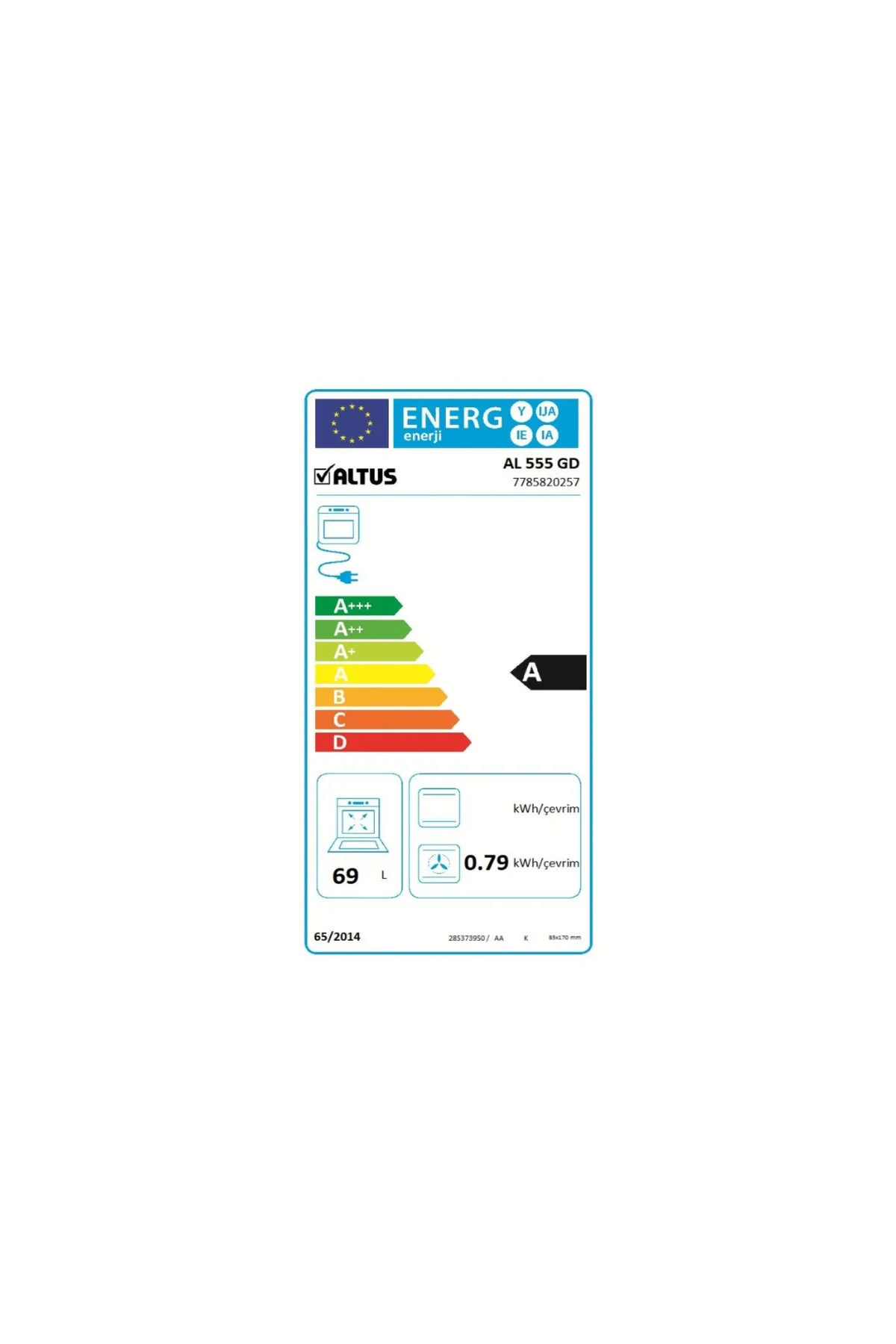 AL 555 GD Fırın A Enerji Sınıfı 65 l Doğal Gaz Turbo