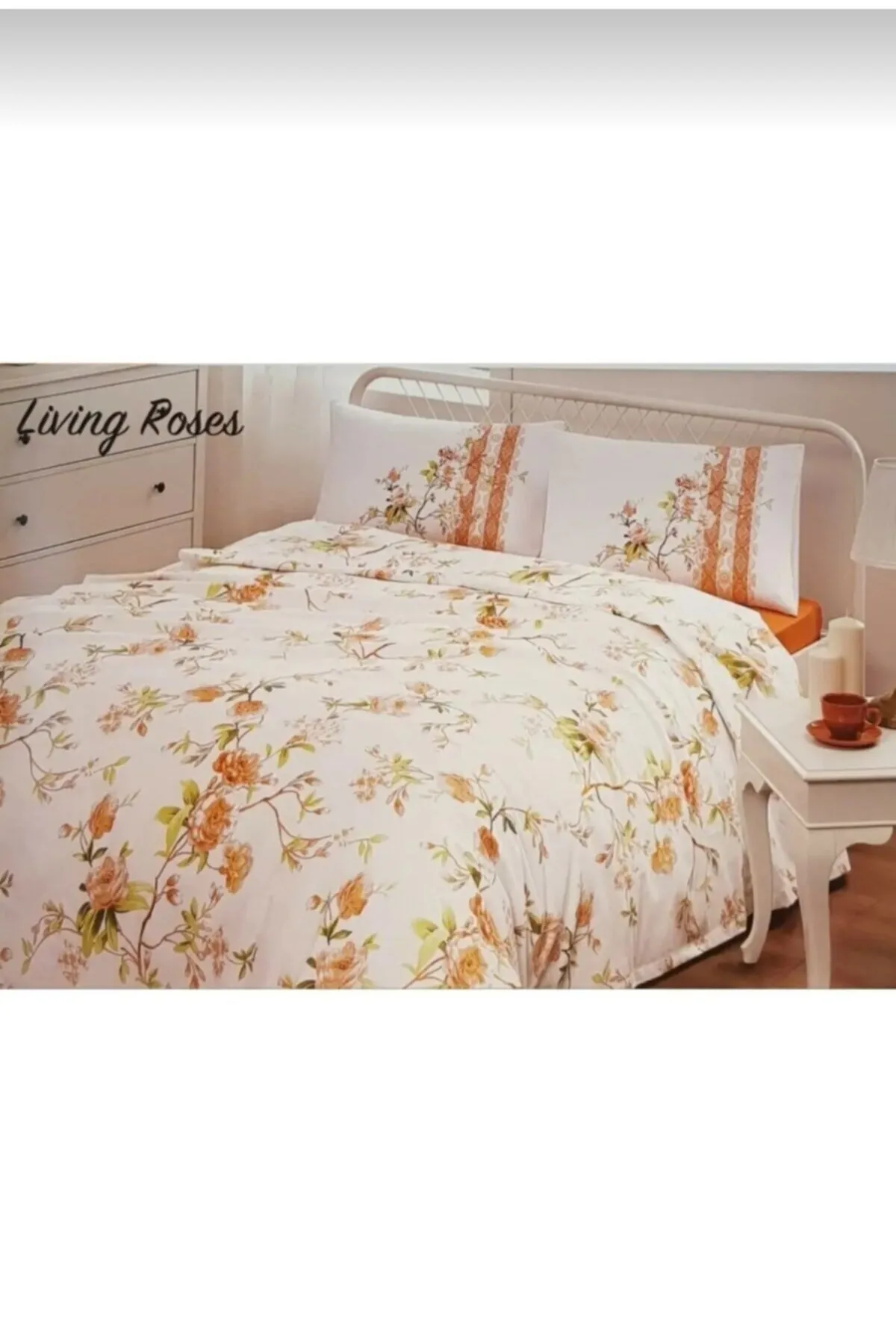 Pike Takımı Çift Kişilik Living Roses Turuncu