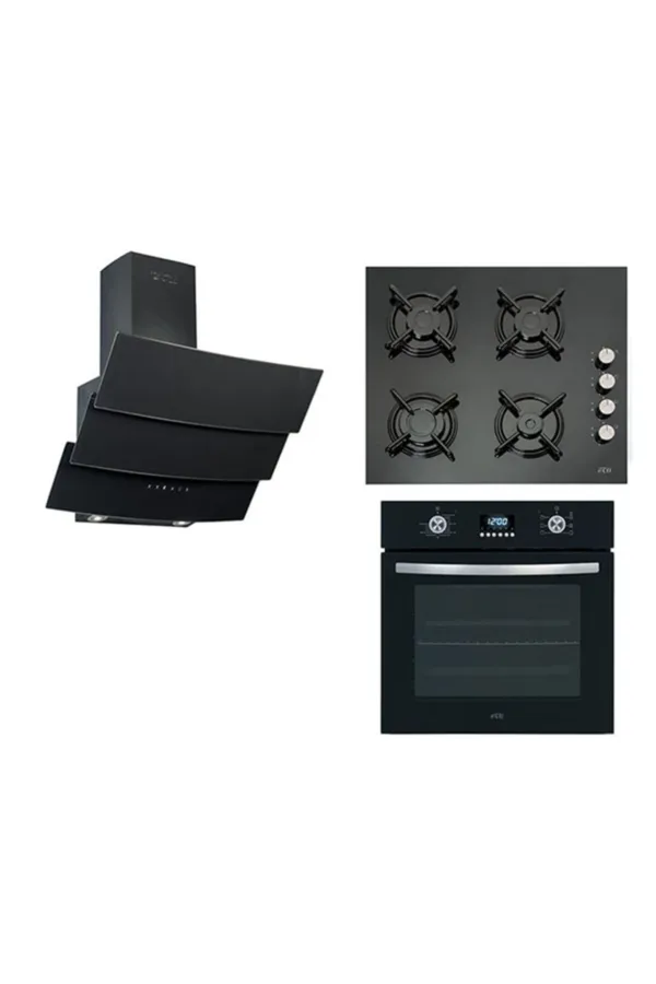 Çetintaş Premium Elit Siyah Cam Ankastre Set 4